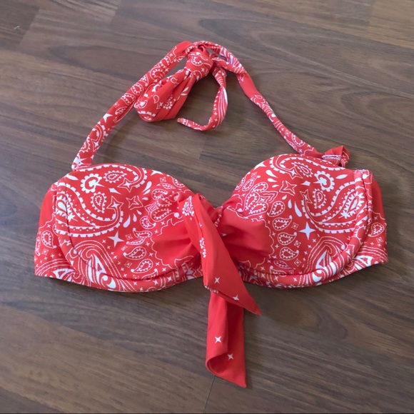 Wildfox Bandeau Halter Bikini Underwire Swimsuit Top Paisley S New - Picture 1 of 6